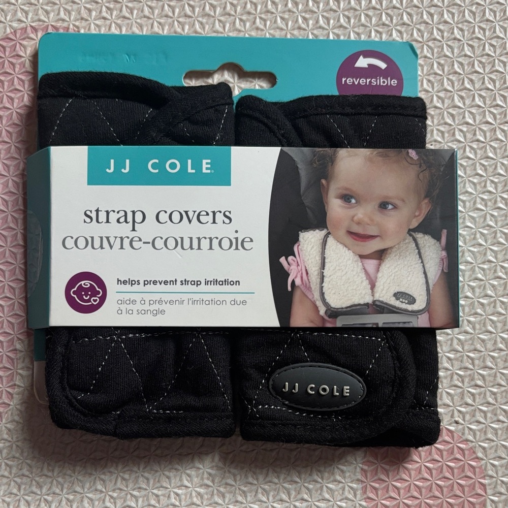 NEW with tag JJ Cole Black Quilted Reversible Strap Covers